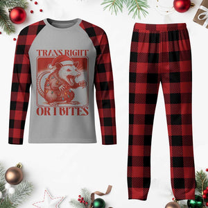 Funny Fierce Opossum Santa Plaid Pajama Set Trans Right Or I Bites Christmas Gift TS12 Buffalo Plaid Print Your Wear