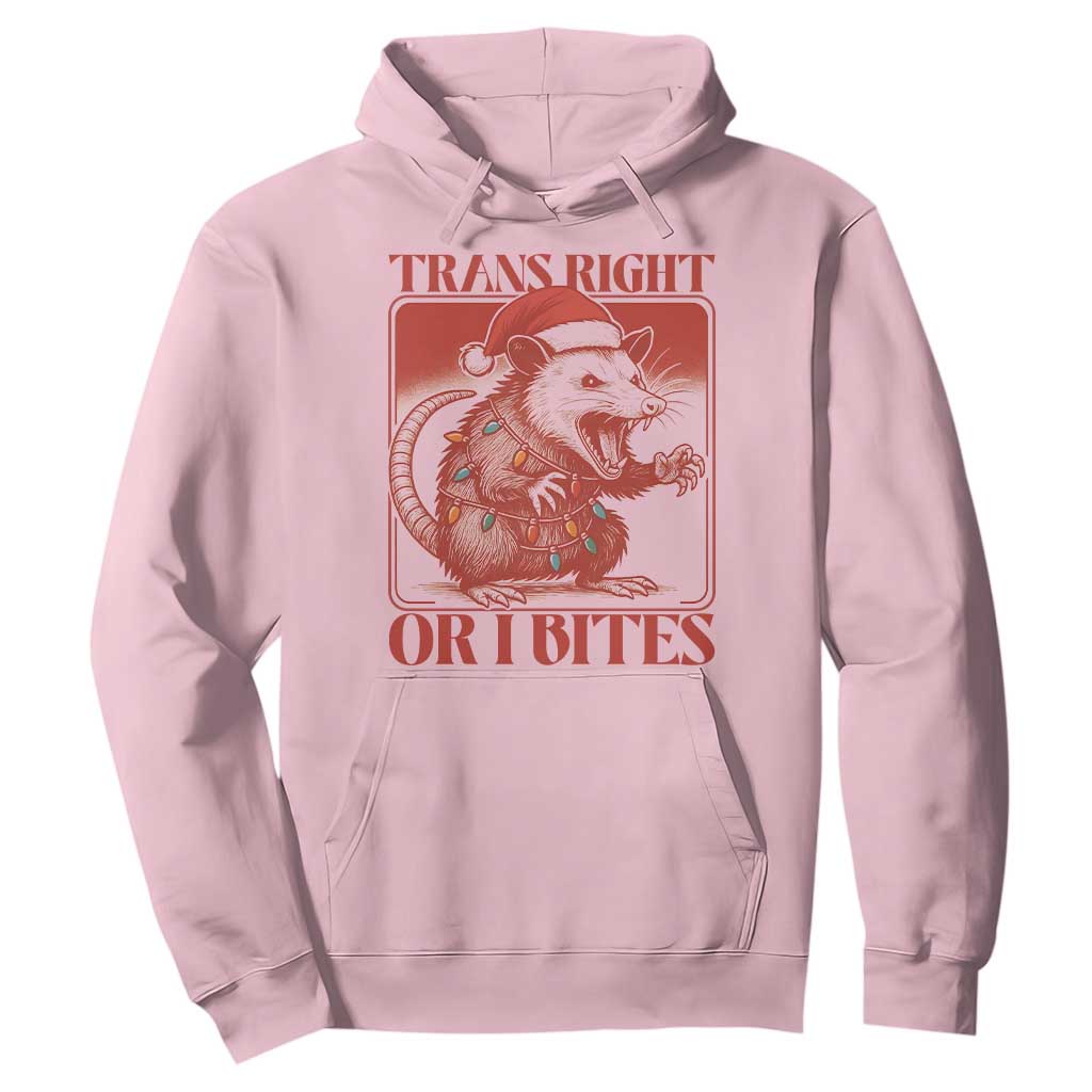 Funny Fierce Opossum Santa Hoodie Trans Right Or I Bites Christmas Gift TS12 Light Pink Print Your Wear