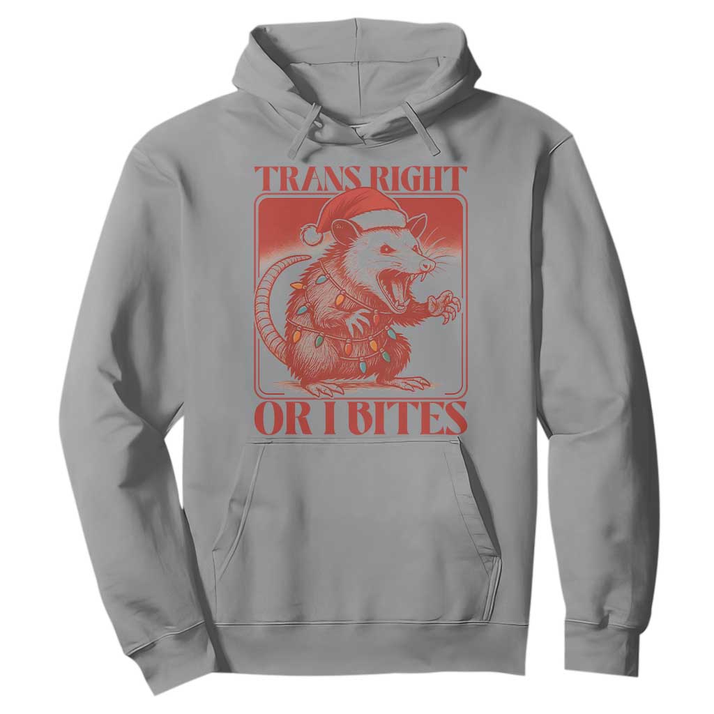 Funny Fierce Opossum Santa Hoodie Trans Right Or I Bites Christmas Gift TS12 Sport Gray Print Your Wear