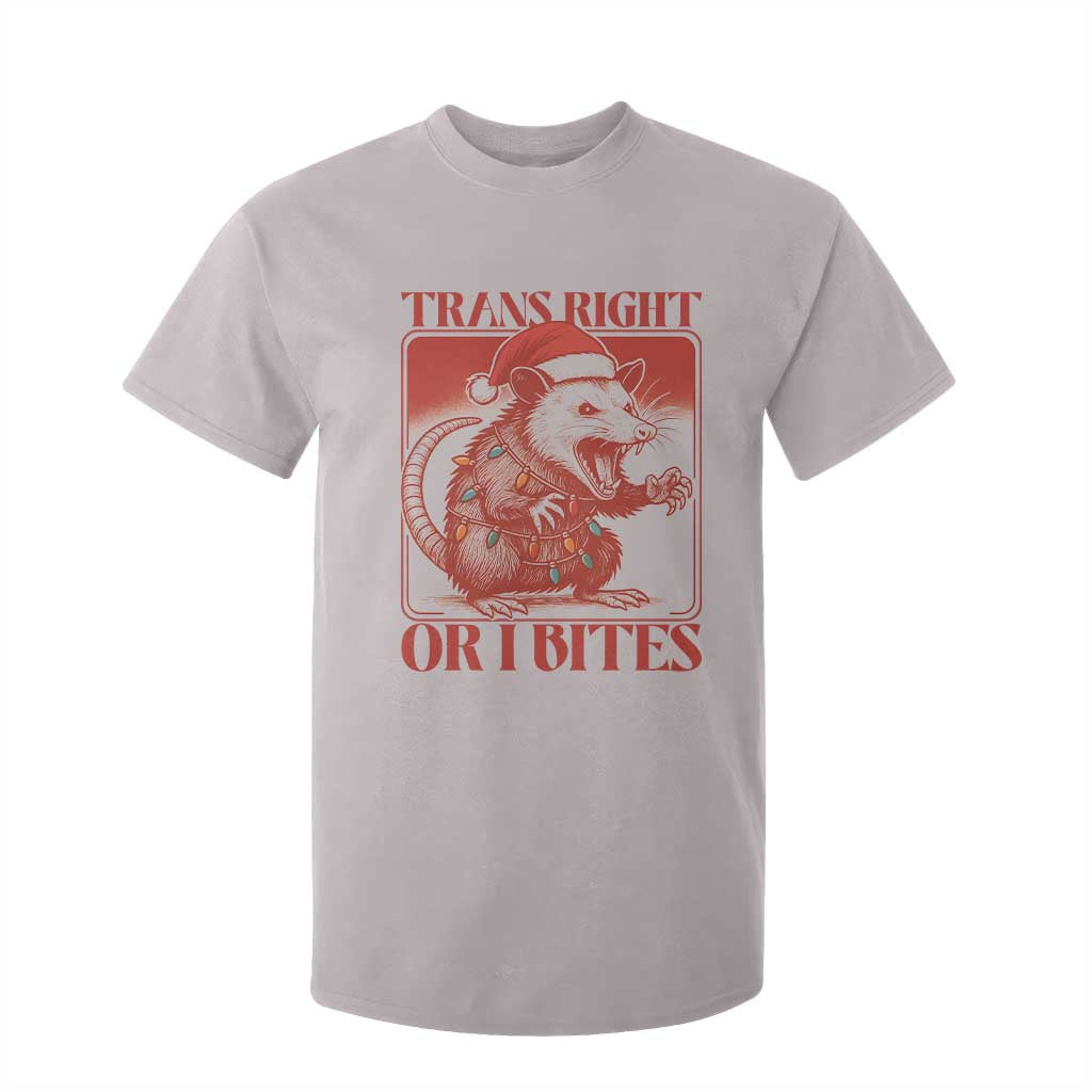 Funny Fierce Opossum Santa T Shirt For Kid Trans Right Or I Bites Christmas Gift TS12 Ice Gray Print Your Wear