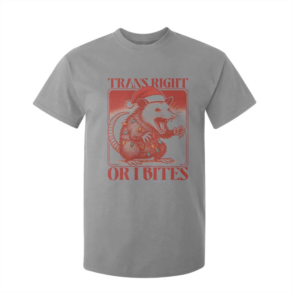 Funny Fierce Opossum Santa T Shirt For Kid Trans Right Or I Bites Christmas Gift TS12 Sport Gray Print Your Wear