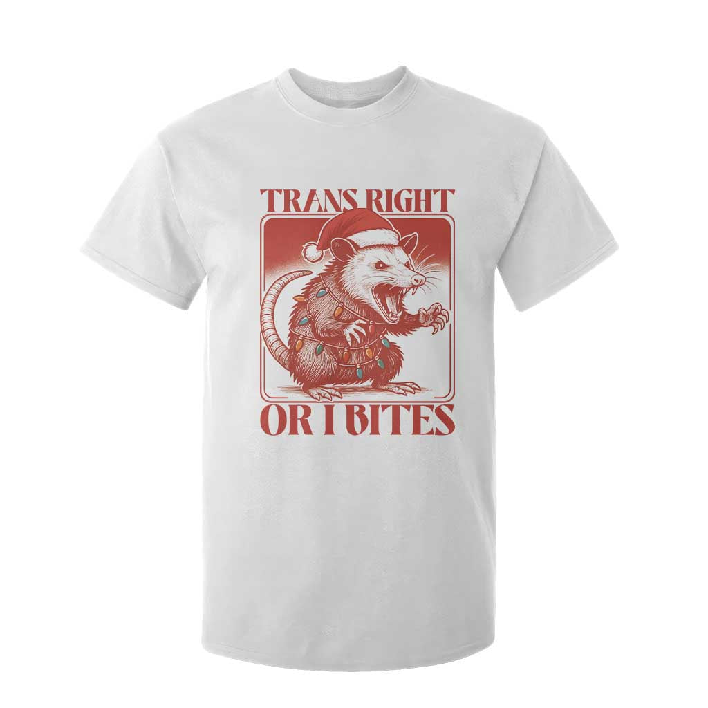 Funny Fierce Opossum Santa T Shirt For Kid Trans Right Or I Bites Christmas Gift TS12 White Print Your Wear