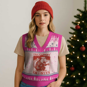 Funny Fierce Opossum Santa V-Neck Knit Sweater Vest Trans Right Or I Bites Christmas Gift TS12 Hot Pink Print Your Wear