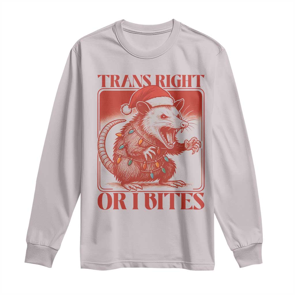 Funny Fierce Opossum Santa Long Sleeve Shirt Trans Right Or I Bites Christmas Gift TS12 Ice Gray Print Your Wear
