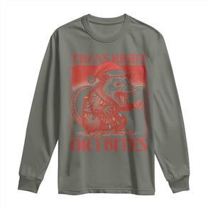 Funny Fierce Opossum Santa Long Sleeve Shirt Trans Right Or I Bites Christmas Gift TS12 Military Green Print Your Wear