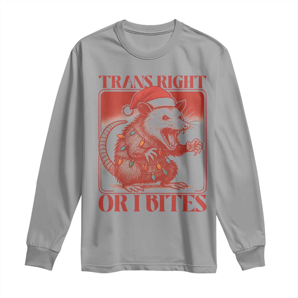Funny Fierce Opossum Santa Long Sleeve Shirt Trans Right Or I Bites Christmas Gift TS12 Sport Gray Print Your Wear