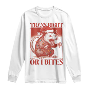 Funny Fierce Opossum Santa Long Sleeve Shirt Trans Right Or I Bites Christmas Gift TS12 White Print Your Wear