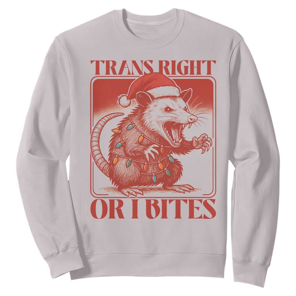Funny Fierce Opossum Santa Sweatshirt Trans Right Or I Bites Christmas Gift TS12 Ice Gray Print Your Wear