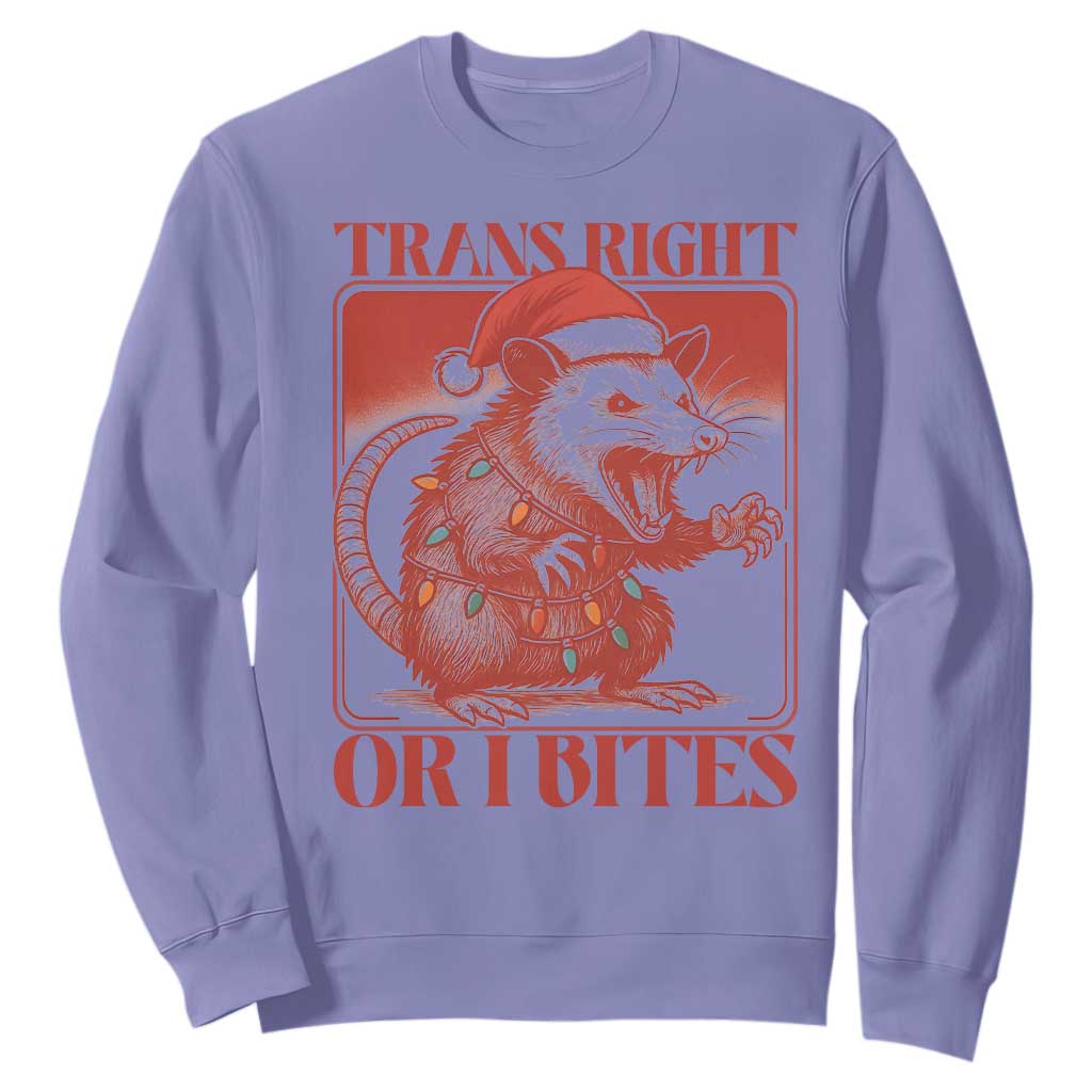 Funny Fierce Opossum Santa Sweatshirt Trans Right Or I Bites Christmas Gift TS12 Violet Print Your Wear
