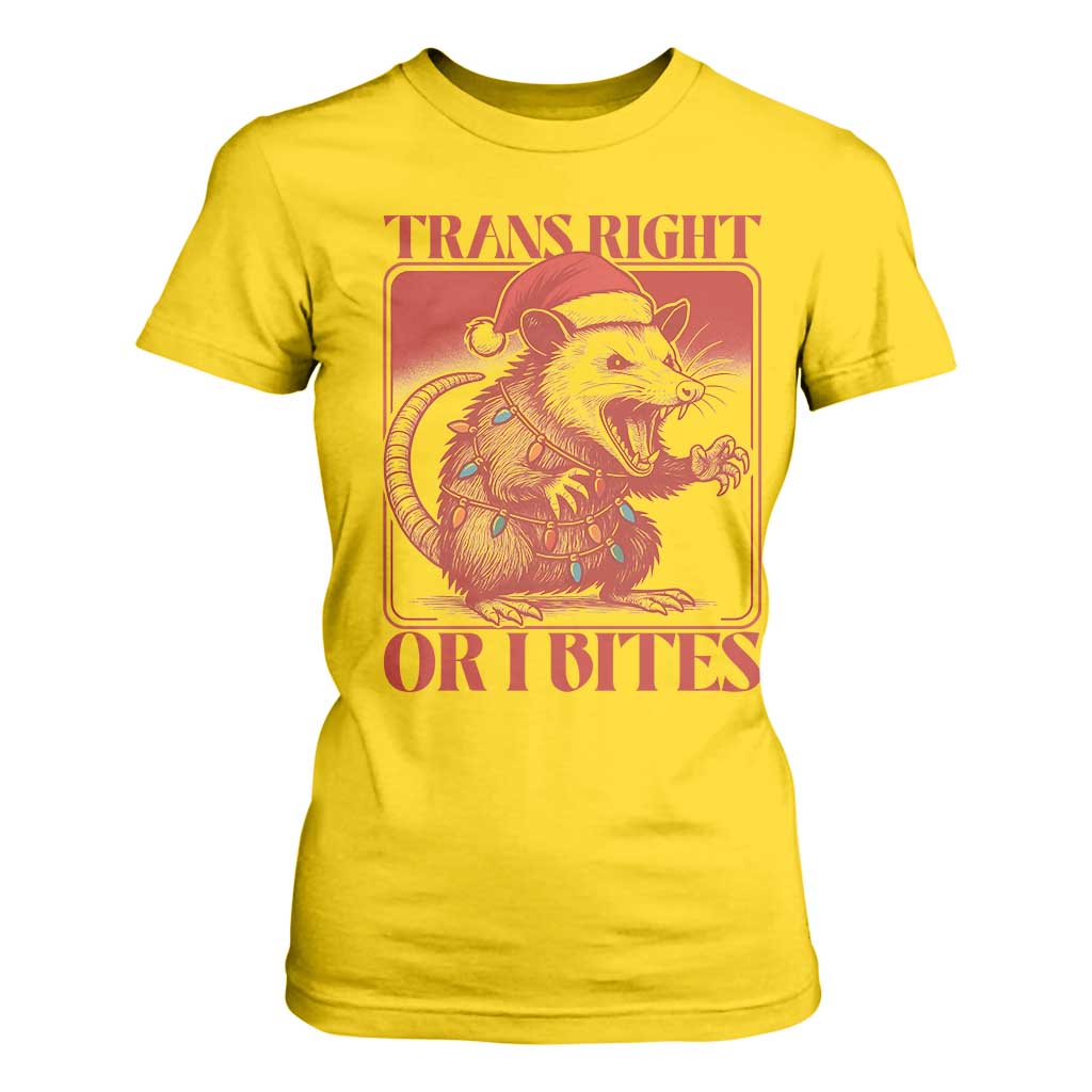 Funny Fierce Opossum Santa T Shirt For Women Trans Right Or I Bites Christmas Gift TS12 Daisy Print Your Wear