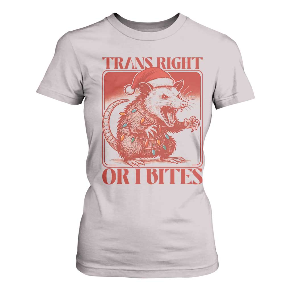 Funny Fierce Opossum Santa T Shirt For Women Trans Right Or I Bites Christmas Gift TS12 Ice Gray Print Your Wear
