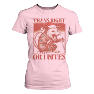 Funny Fierce Opossum Santa T Shirt For Women Trans Right Or I Bites Christmas Gift TS12 Light Pink Print Your Wear