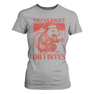 Funny Fierce Opossum Santa T Shirt For Women Trans Right Or I Bites Christmas Gift TS12 Sport Gray Print Your Wear