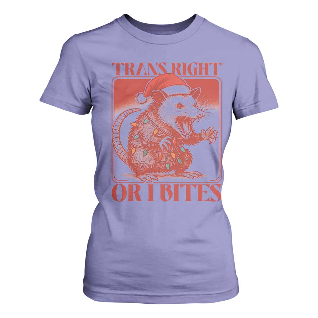 Funny Fierce Opossum Santa T Shirt For Women Trans Right Or I Bites Christmas Gift TS12 Violet Print Your Wear