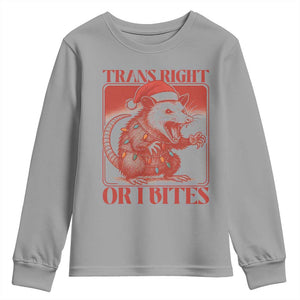 Funny Fierce Opossum Santa Youth Sweatshirt Trans Right Or I Bites Christmas Gift TS12 Sport Gray Print Your Wear