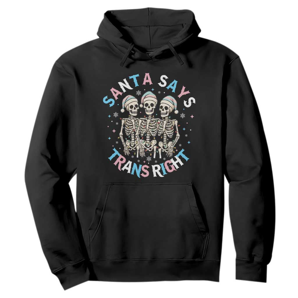 Funny Skeleton Santa Says Trans Right Hoodie Transgender Pride Gift TS12 Black Print Your Wear