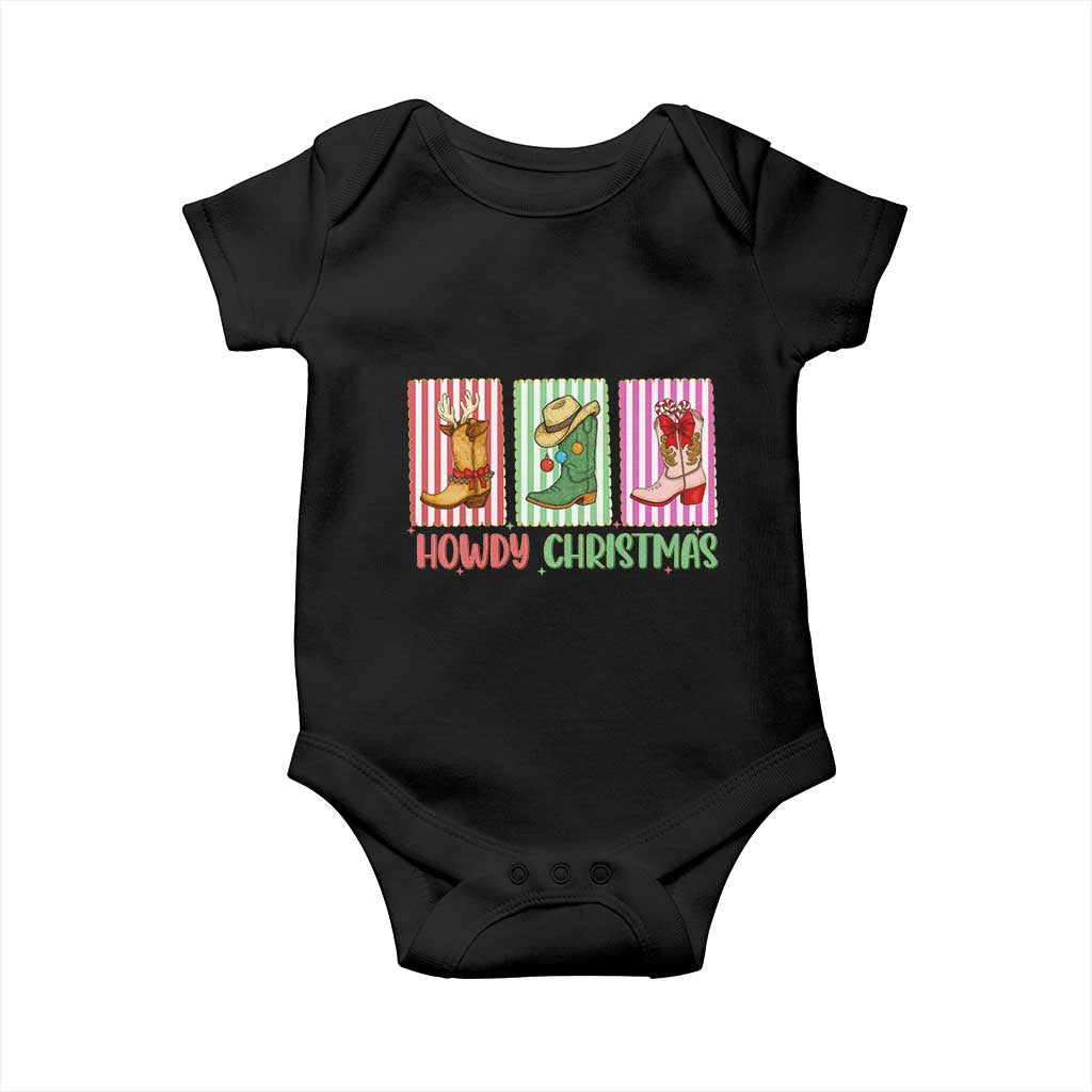 Howdy Christmas Cowboy Boots Western Pride Baby Onesie TS12 Black Print Your Wear