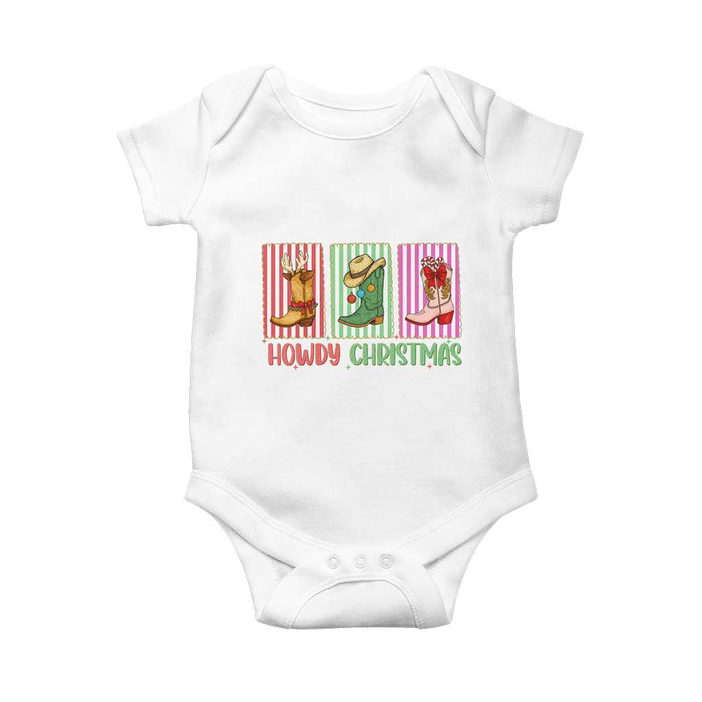 Howdy Christmas Cowboy Boots Western Pride Baby Onesie TS12 White Print Your Wear