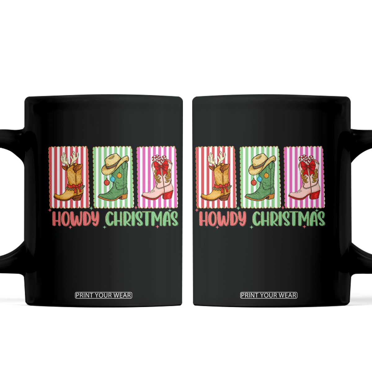Howdy Christmas Cowboy Boots Western Pride Coffee Mug TS12 Black Print Your Wear