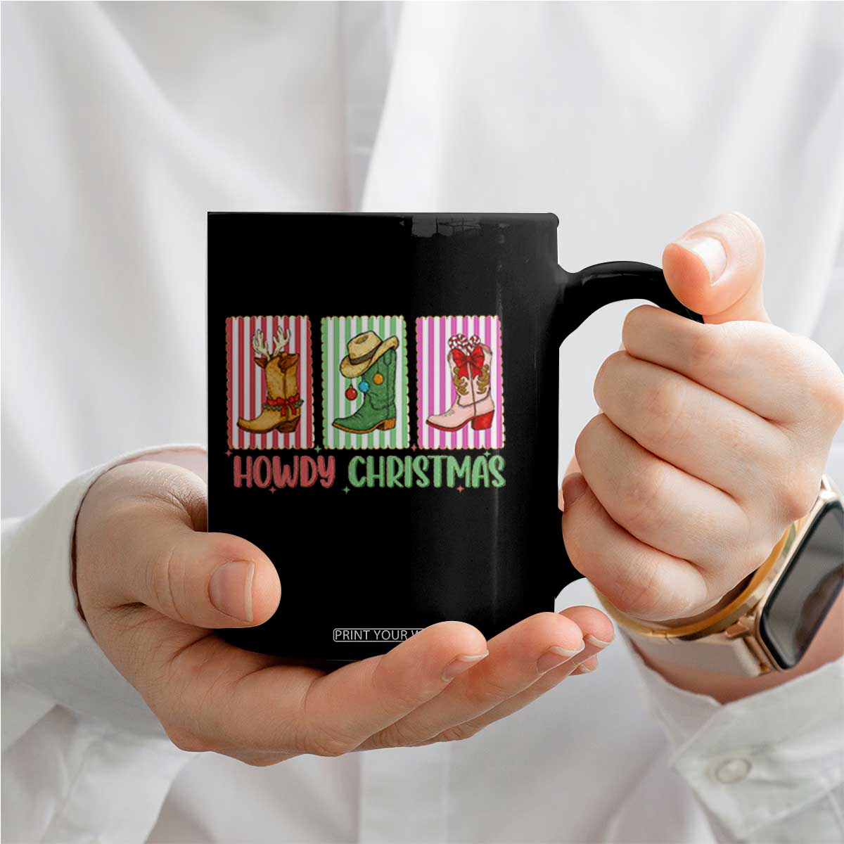 Howdy Christmas Cowboy Boots Western Pride Coffee Mug TS12 Print Your Wear