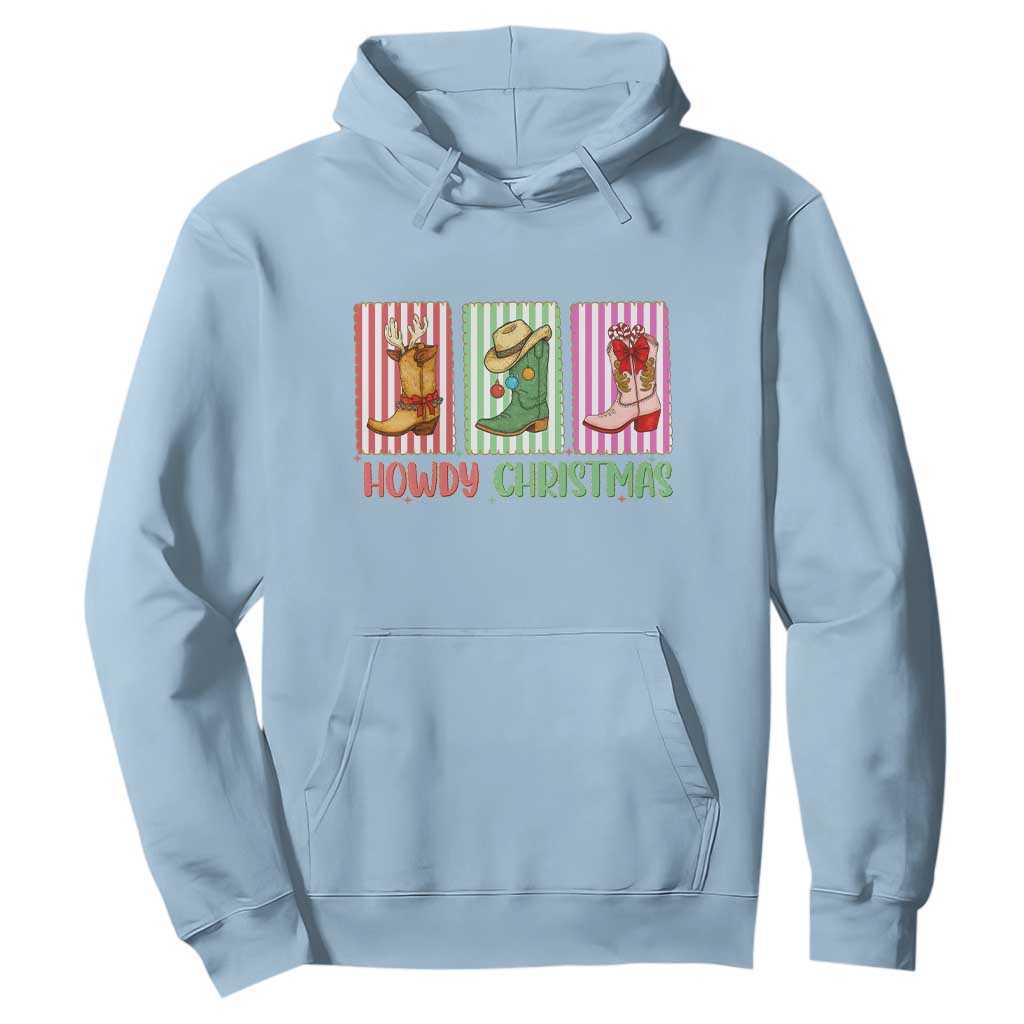 Howdy Christmas Cowboy Boots Western Pride Hoodie TS12 Light Blue Print Your Wear