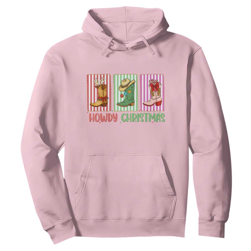 Howdy Christmas Cowboy Boots Western Pride Hoodie TS12 Light Pink Print Your Wear