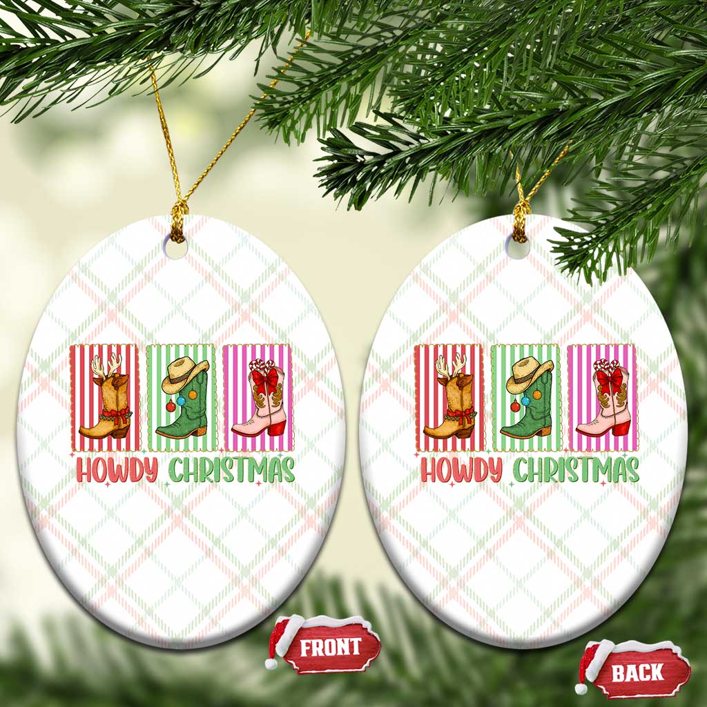 Howdy Christmas Cowboy Boots Western Pride Ceramic Ornament TS12 Print Your Wear