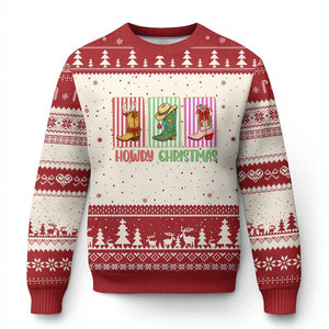 Howdy Christmas Cowboy Boots Western Pride Ugly Christmas Sweater TS12 Beige Red Print Your Wear