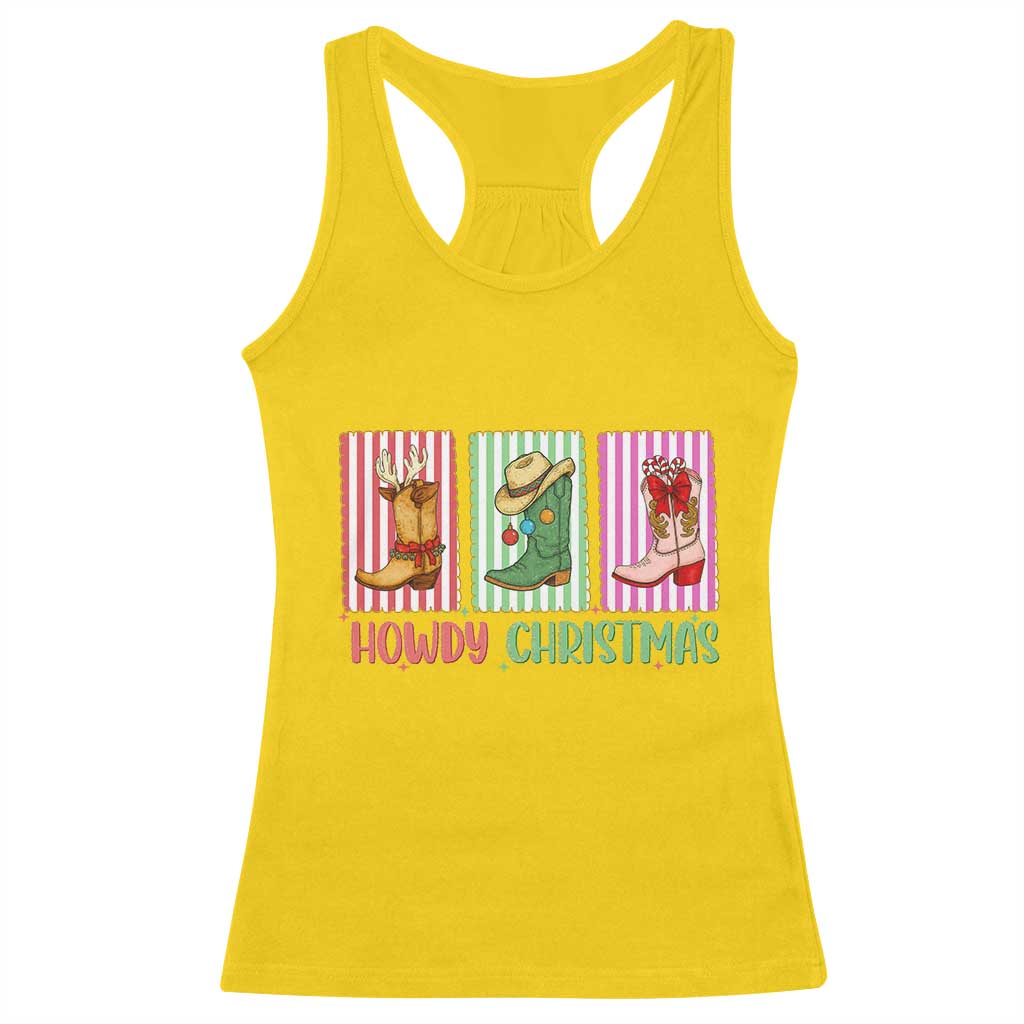Howdy Christmas Cowboy Boots Western Pride Racerback Tank Top TS12 Daisy Print Your Wear