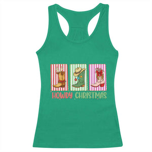 Howdy Christmas Cowboy Boots Western Pride Racerback Tank Top TS12 Irish Green Print Your Wear