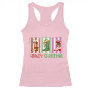 Howdy Christmas Cowboy Boots Western Pride Racerback Tank Top TS12 Light Pink Print Your Wear