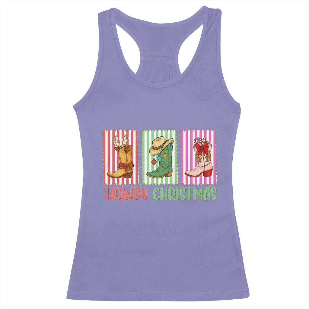 Howdy Christmas Cowboy Boots Western Pride Racerback Tank Top TS12 Violet Print Your Wear