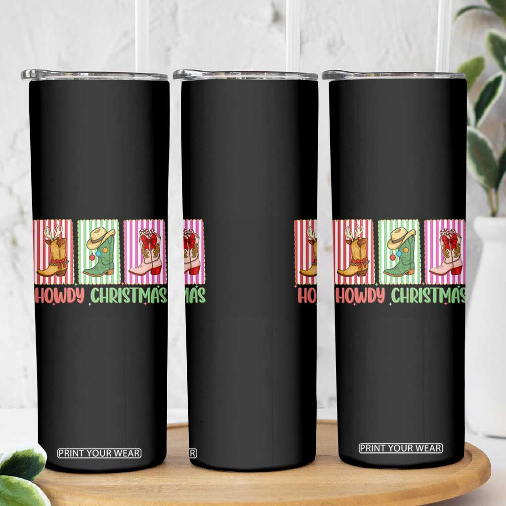 Howdy Christmas Cowboy Boots Western Pride Skinny Tumbler TS12 Print Your Wear