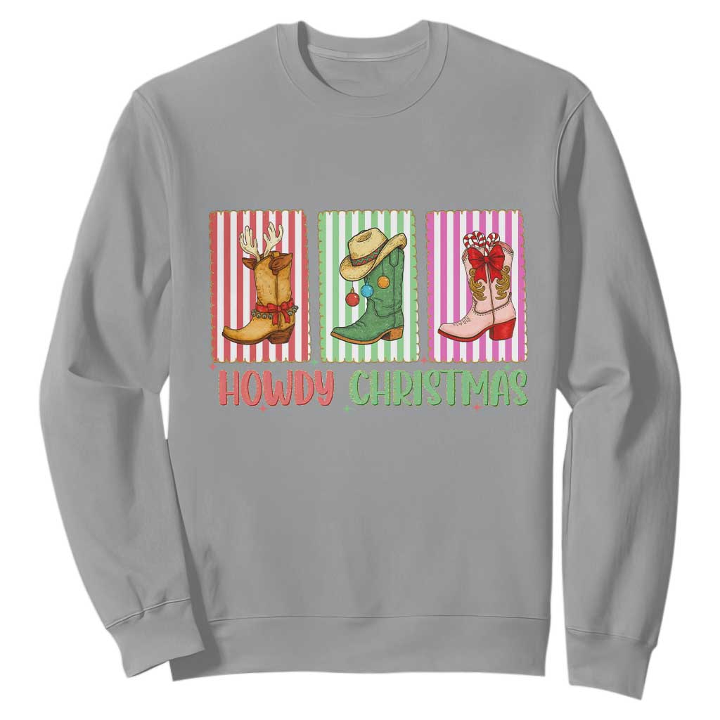 Howdy Christmas Cowboy Boots Western Pride Sweatshirt TS12 Sport Gray Print Your Wear