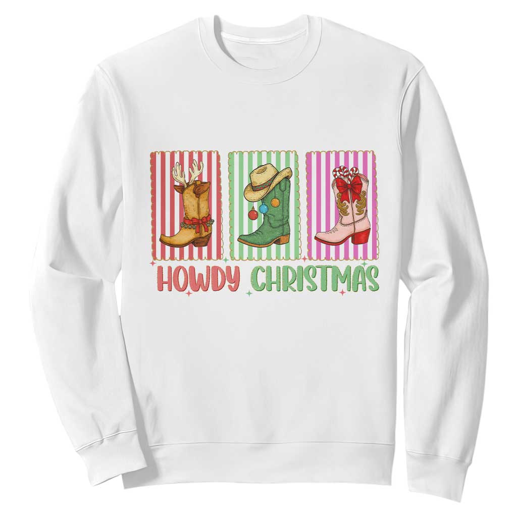 Howdy Christmas Cowboy Boots Western Pride Sweatshirt TS12 White Print Your Wear