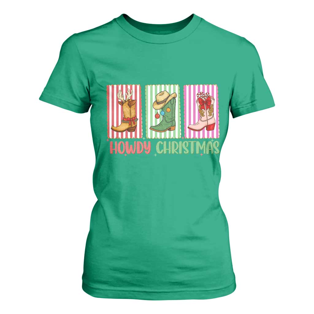 Howdy Christmas Cowboy Boots Western Pride T Shirt For Women TS12 Irish Green Print Your Wear
