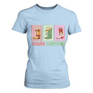 Howdy Christmas Cowboy Boots Western Pride T Shirt For Women TS12 Light Blue Print Your Wear