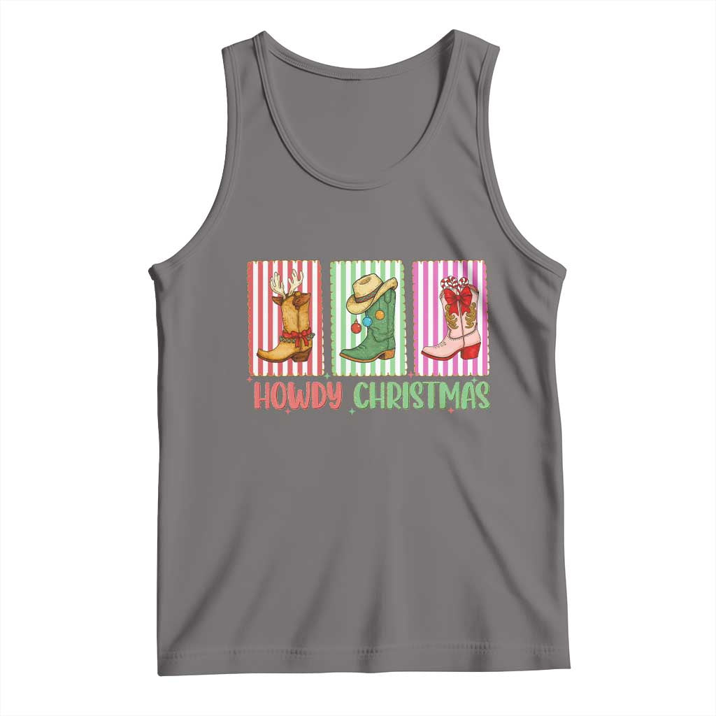 Howdy Christmas Cowboy Boots Western Pride Tank Top TS12 Deep Heather Print Your Wear
