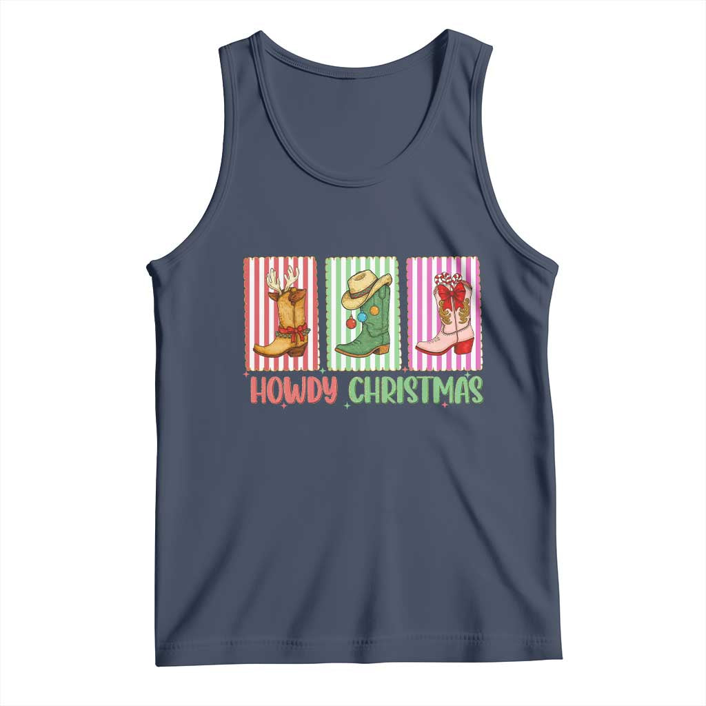 Howdy Christmas Cowboy Boots Western Pride Tank Top TS12 Navy Print Your Wear