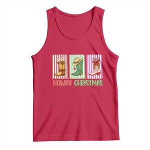 Howdy Christmas Cowboy Boots Western Pride Tank Top TS12 Red Print Your Wear