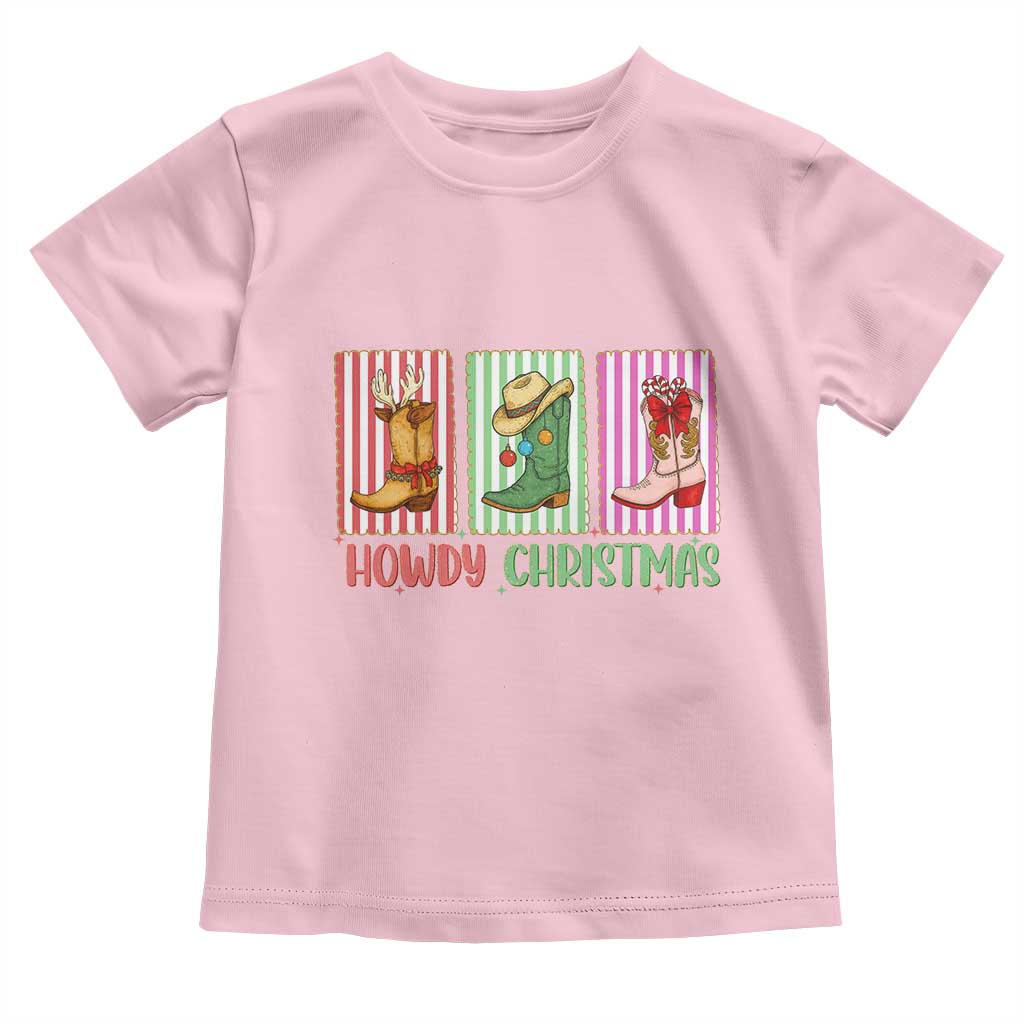 Howdy Christmas Cowboy Boots Western Pride Toddler T Shirt TS12 Light Pink Print Your Wear