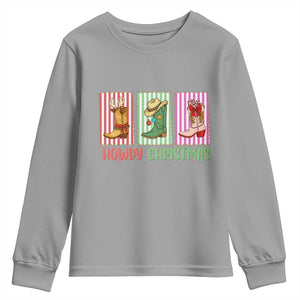Howdy Christmas Cowboy Boots Western Pride Youth Sweatshirt TS12 Sport Gray Print Your Wear