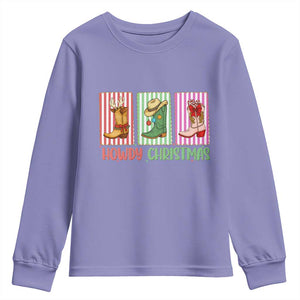 Howdy Christmas Cowboy Boots Western Pride Youth Sweatshirt TS12 Violet Print Your Wear