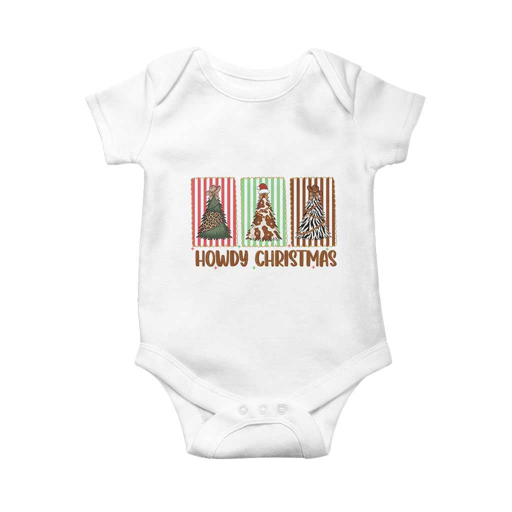 Howdy Christmas Baby Onesie Funny Western Xmas Tree Rodeo Fan Gift TS12 White Print Your Wear