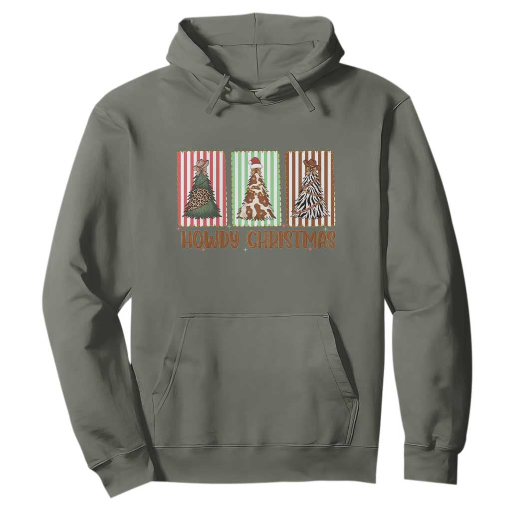 Howdy Christmas Hoodie Funny Western Xmas Tree Rodeo Fan Gift TS12 Military Green Print Your Wear