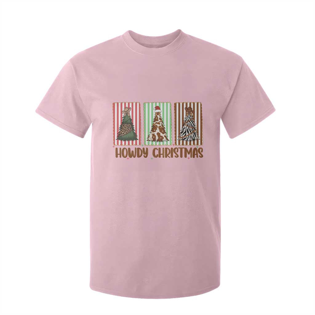 Howdy Christmas T Shirt For Kid Funny Western Xmas Tree Rodeo Fan Gift TS12 Light Pink Print Your Wear