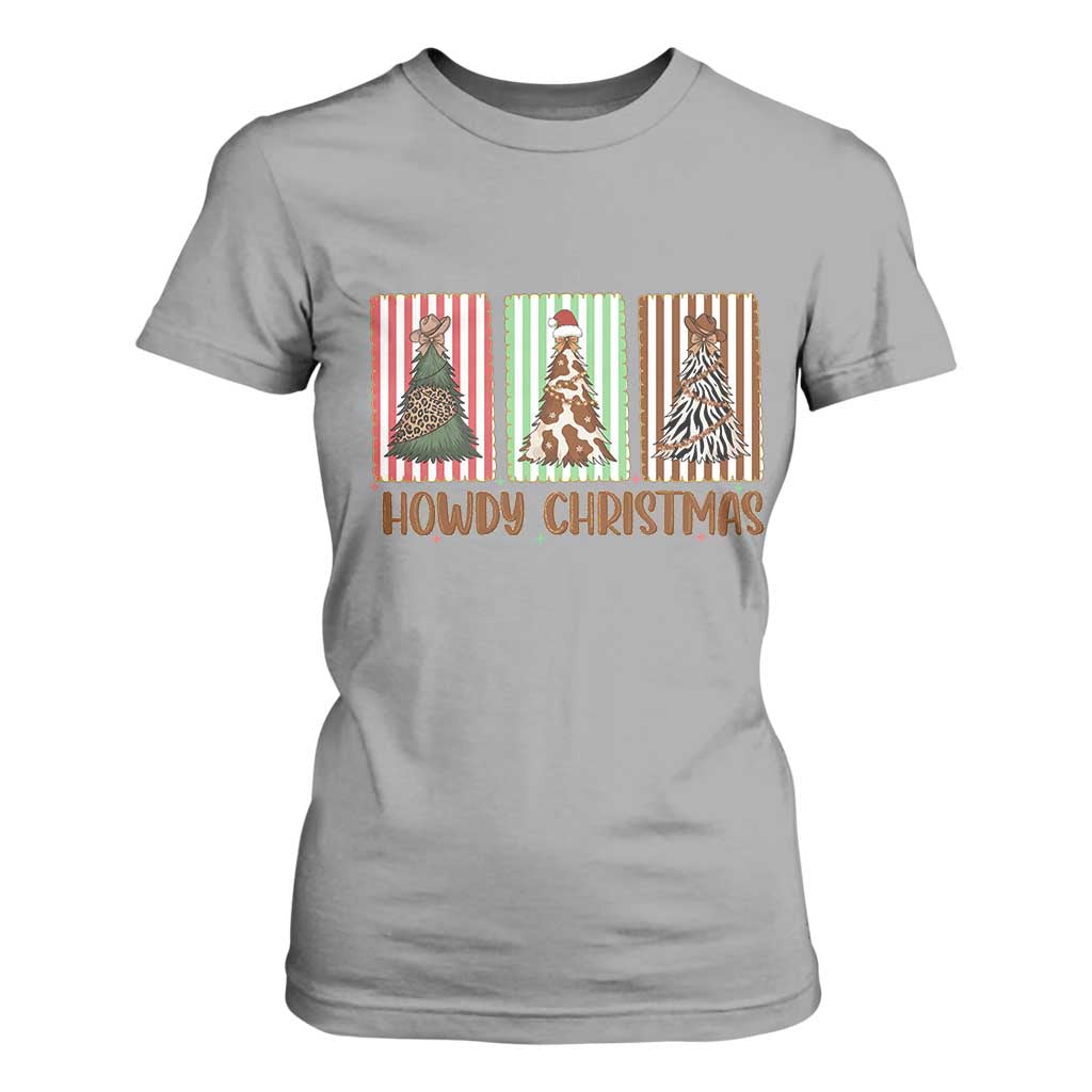 Howdy Christmas T Shirt For Women Funny Western Xmas Tree Rodeo Fan Gift TS12 Sport Gray Print Your Wear