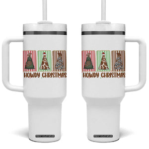 Howdy Christmas Tumbler With Handle Funny Western Xmas Tree Rodeo Fan Gift TS12 One Size: 40 oz White Print Your Wear