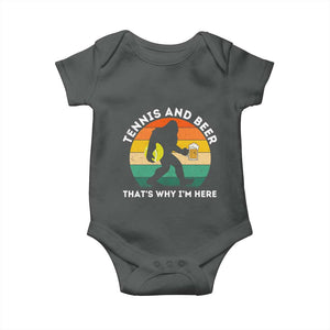 Funny Bigfoot Tennis Player Beer Lover Baby Onesie That Is Why I Am Here TS12 Dark Heather Print Your Wear