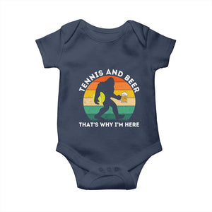 Funny Bigfoot Tennis Player Beer Lover Baby Onesie That Is Why I Am Here TS12 Navy Print Your Wear